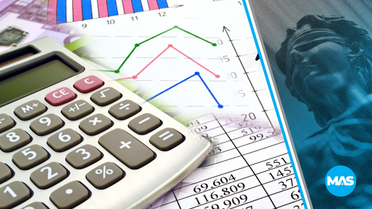 Image of a spreadsheet with a calculator. Determining personal injury claim amount.