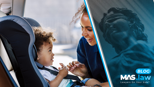 A child in a car seat.