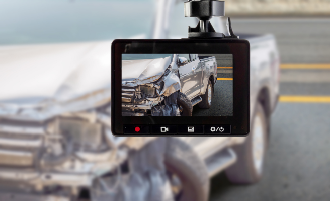 Dashcam after crashing into a grey truck | MAS Law