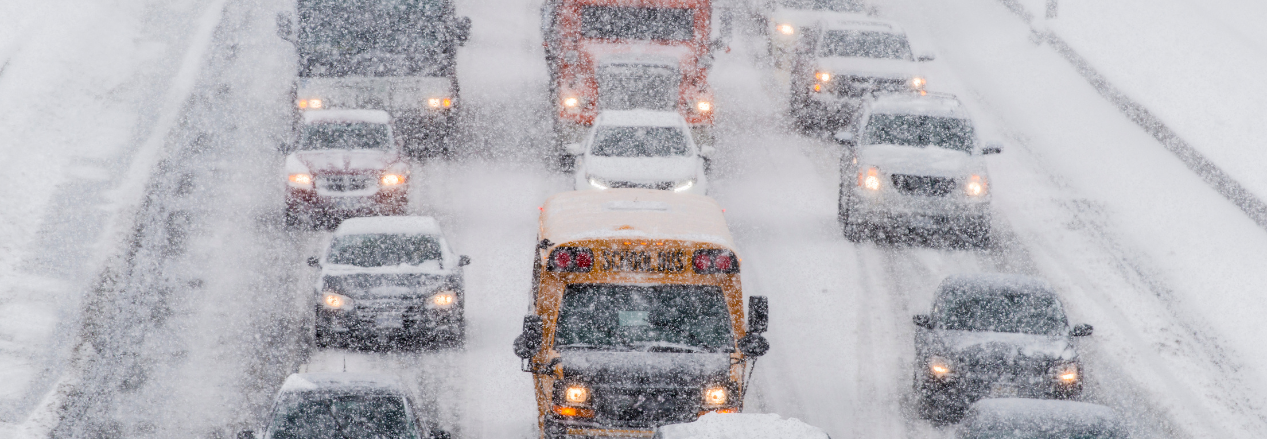 Traffic during a winter storm.