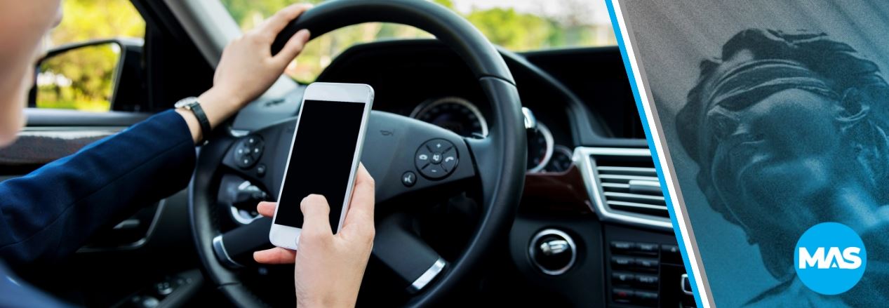 Distracted driver using a cellphone